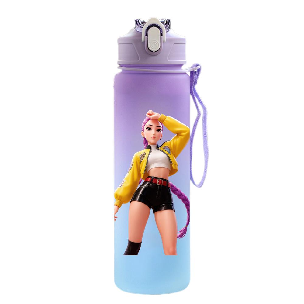 750 ml Wasserflasche Anime Cartoon K-Pop Dämonenjäger Aufdruck Große Kapazität Trinkbecher Tragbar Outdoor Sport Wasserbecher Kinder Kinder Geschenk