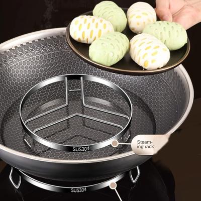 New Stainless Steel Steamer Pan Rack Stackable Multifunction Kitchen Steamer Rack Round Egg Steaming Tray