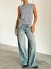 2026 Women's Casual Wide-Leg Non-Stretch Washed Denim Jeans - American Retro Low Waist