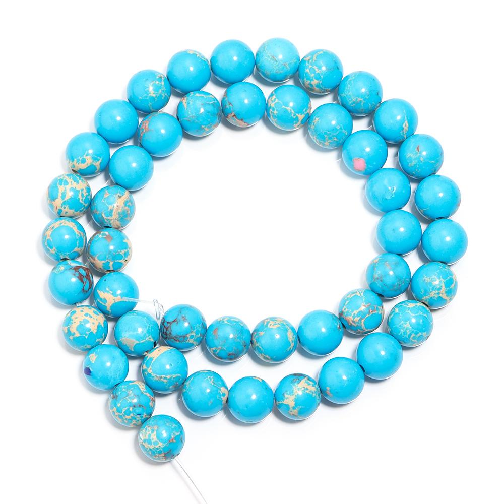 

1 Strand 6 8 10mm Natural Stone Beads Colorful Pattern Emperor Stone Round Beads For Jewelry Bracelet Making DIY Necklace Gift 6mm About 60Pcs светло-синий