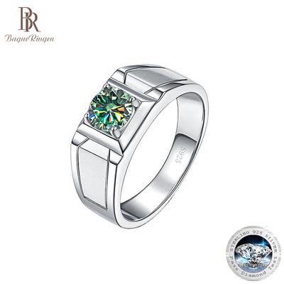 Herrenring aus 925er-Sterlingsilber, Nachahmung von 0,5 oder 1 Karat, D-COLOR-Moissanit-Diamant, Schmuck, Luxusringe, Großhandel, Größe 5–10