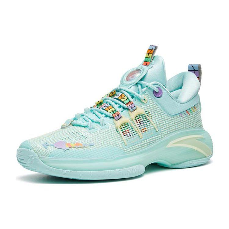 Anta Zup1 Nitrogen Technology Shock Absorption Anti-Slip Rebound Low-Top Basketball Shoes Men Sneakers Blue Green 112321105-2