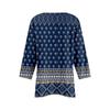 Women 3/4 Sleeve Tunic Prints Tops For  Loose Fit Casual Blouses V Neck T Shirts With Asymmetrical Hem