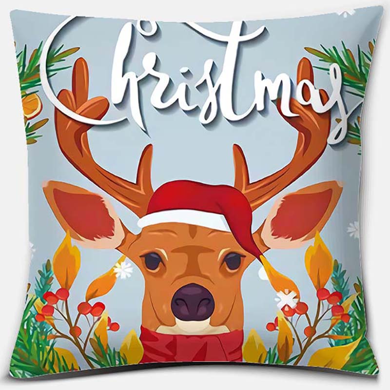 Christmas Deer Pattern Pillowcase Square Pillowcase Home Office Decoration Pillowcase