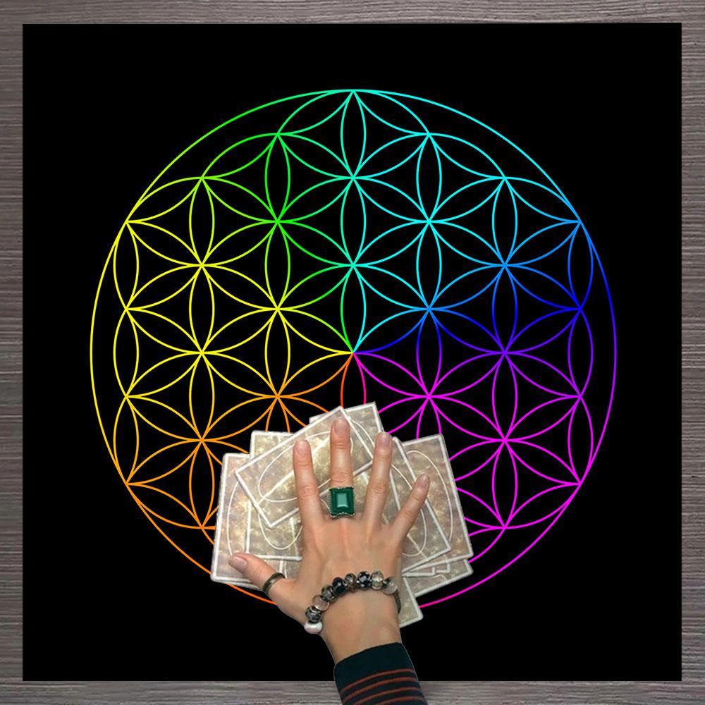 Tarot Tischdecke Mandala Blume des Lebens Altar Tuch Für Divination Meditation Kreis Galaxie Tarot Matte Spirituelle Orakel Karten Pad