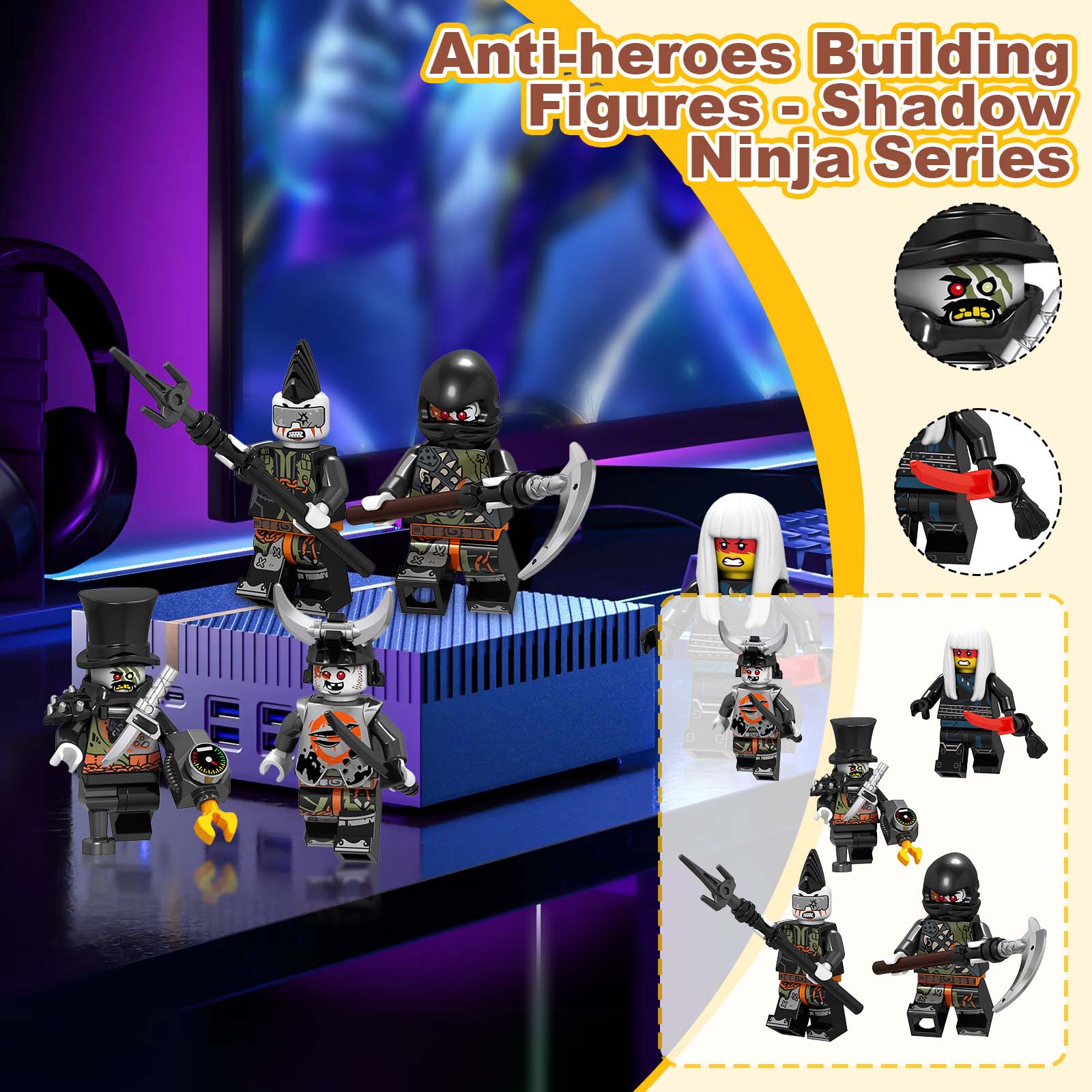 

Inspired By The Animated Series, This Is A Detailed Action Figure Set Featuring Weapons Like Swords, And Shurikens. One Size