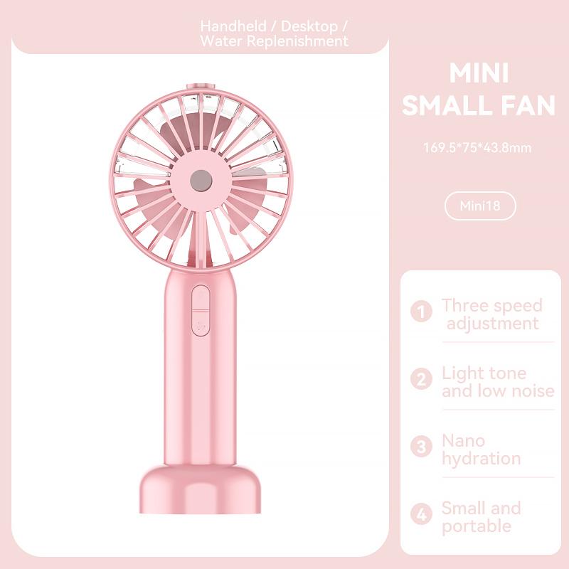 

Mini18 Three Speeds Silent Summer Cooling Fan Nano Spray Mini Handheld Fan White