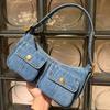 Luxusmarke Jeans Tasche Retro Personalisierte Doppeltaschen Geräumige Jeans Achseltasche Y2k Heißes Mädchen Mode Pendler Tasche Jeans Tasche