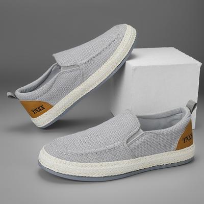 2024Men Casual Canvas Shoes Flats Heels Cartoon Linen Male Espadrille Fisherman Shoes Boys Flats Plimsolls Loafers Driving