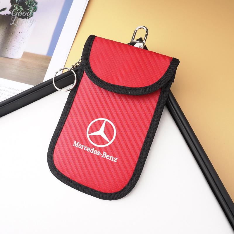 ZHM3 Car Key Case Signal Blocker Bag RFID Shielding Pocket For Mercedes Benz Class A Class C200L GLC GLK CLA Mouldings HSQMM-BENZ