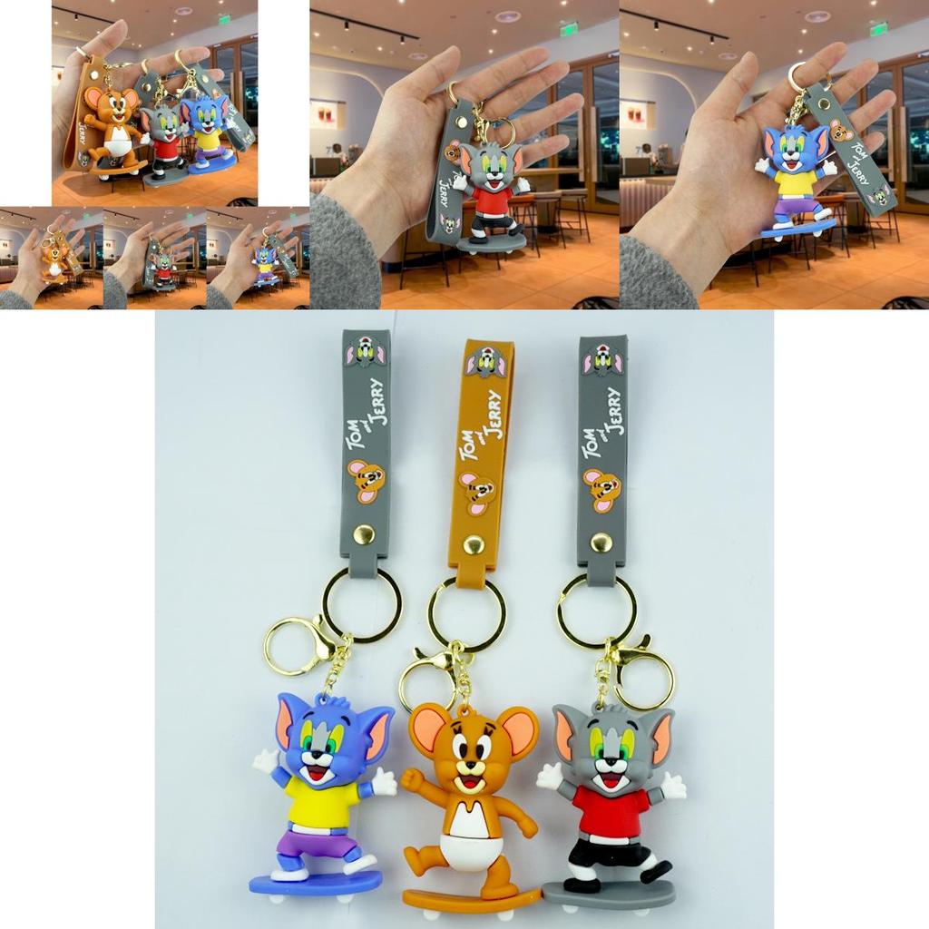 Entzückender Tom und Jerry Gummi Schlüsselanhänger Cartoonfigur Schlüsselanhänger für Jungen und Mädchen
