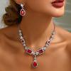 3 Pieces of Women's Zircon Water Drop Earrings with Necklace Zircon Set for Weddings, Banquets, Parties, and Holiday Gifts