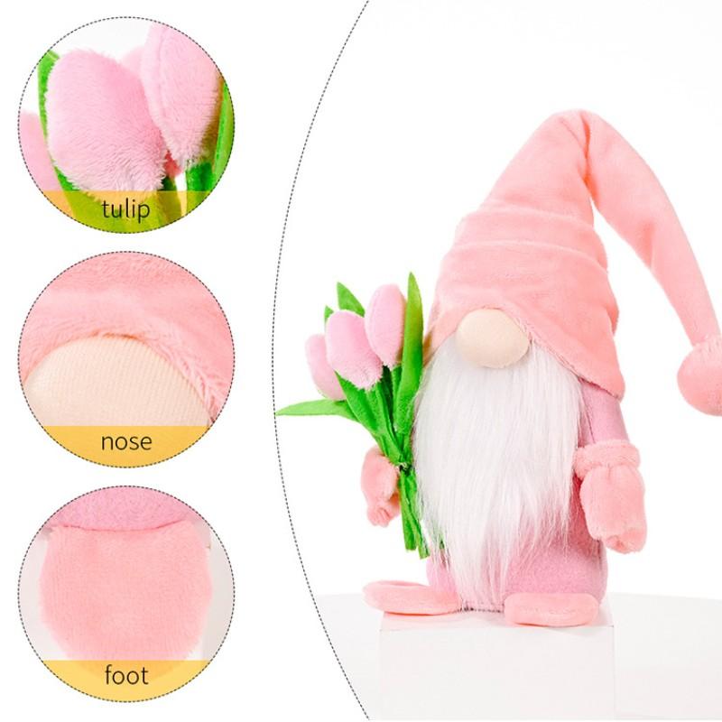 2025 Happy Mother's Day Holding Tulip Rudolph Gnome Creative Faceless Doll Dwarf Mother Gift Home Window Decoration Home Ornamen