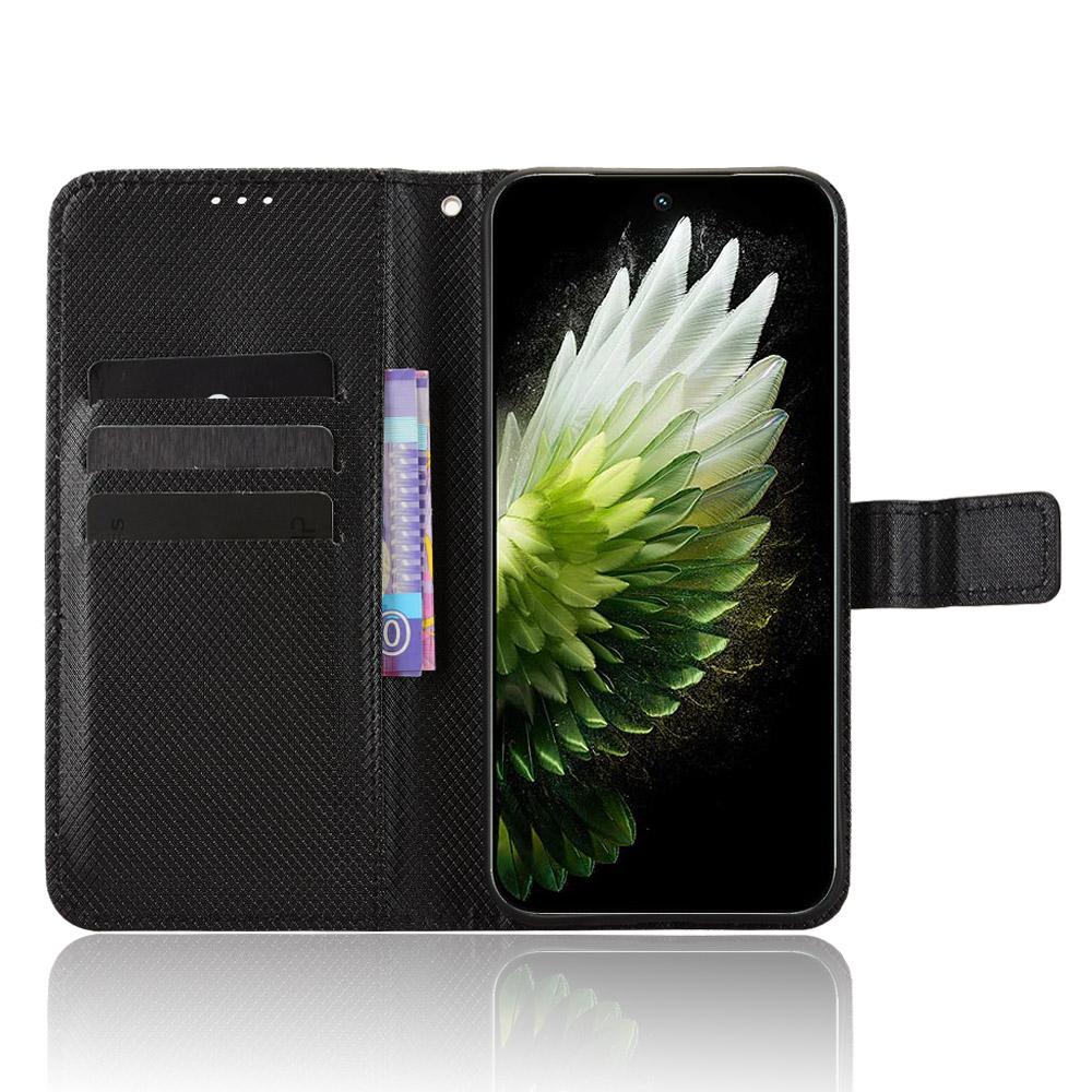 For TECNO Spark 40 Pro 4G Leather Wallet Case with Strap Diamond Texture Phone Cover