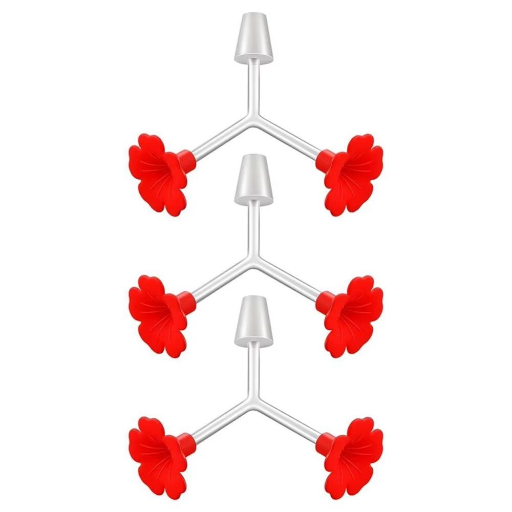 

3 шт. Кормушка для колибри с двойной головкой, цветочная, красная, для кормления птиц, для улицы, сада, балкона 3pcs