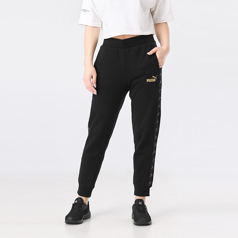 Puma Amplified Logo Foil Print Casual Pants Women Pants Black 586610-51