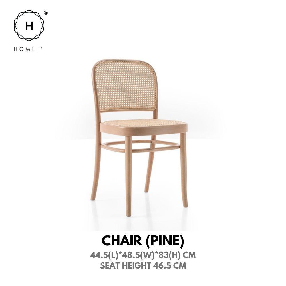 Homlly Natural Rattan Solid Wood Dining Chair