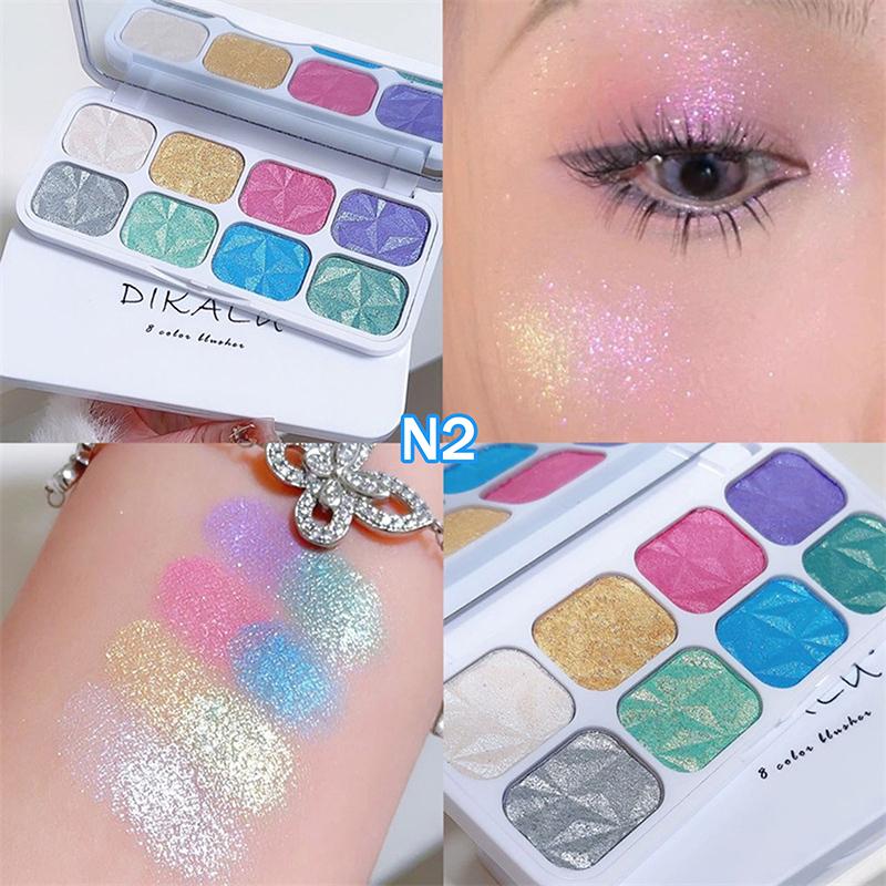 

Dikalu 8 Color Diamond Highlight Eyeshadow Palette Pearl Polarized Three-Dimensional Skin Tone Contour Shimmer Makeup Cosmetics as the picture