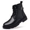 Patent Leather Boots Men's  New Autumn and Winter New Fashion Casual British Style Men's Shoes Genuine Leather High-top Men's Shoes Trend