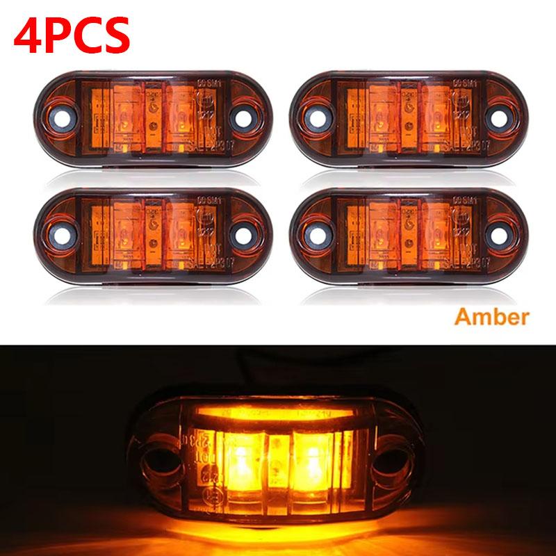 2/4Pcs Amber Warning Light 12v 24v Led Side Marker Lights for Trailer Trucks Car Strobe Lamp Clearance Signal Lamp Accessories
