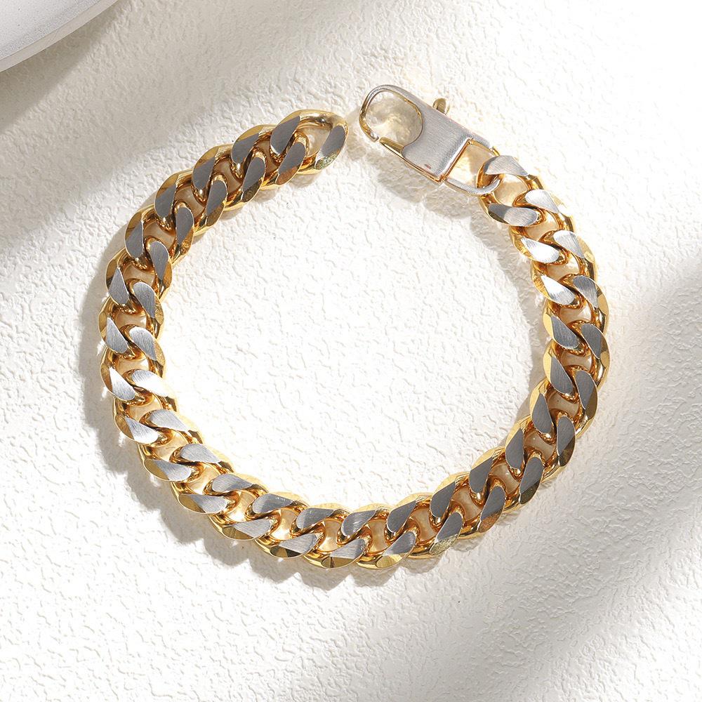 Men's Exquisite Trendy Matte Cuban Chain Bracelet with Stainless and Titanium Steel Cowboy Buckle