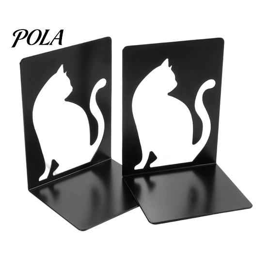 Desktop Bookend 1 Pair Metal Cat Book Ends, Cute Bookends for Shelves, Decorative L-shaped Heavy Duty Support Stopper Home Office Desk Bookshelf Decor