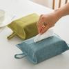 Elegant Fabric Tissue Box Cover with Hanging Rope Wall Mounted Napkin Dispenser Paper Towel Holder for Home and Office
