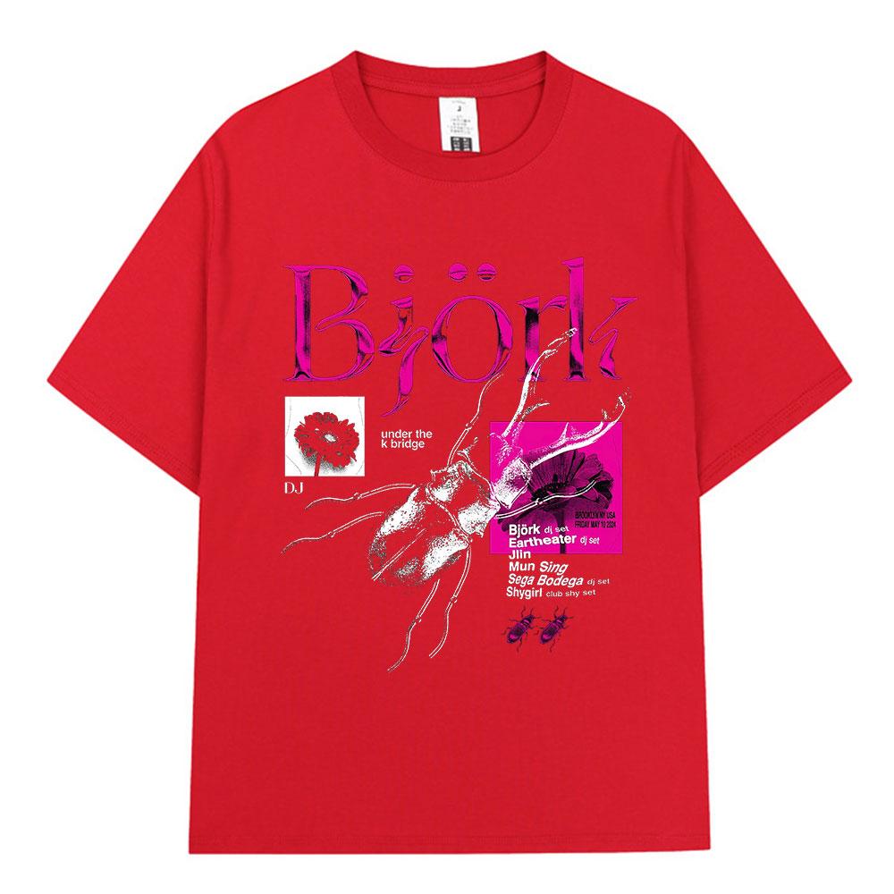 Bjork Music Singer Artist Graphic Print T Shirt Unisex Crew Neck Short Sleeve Casual Streetwear Fashion Tees Tops for Men Women Music Fans Concert