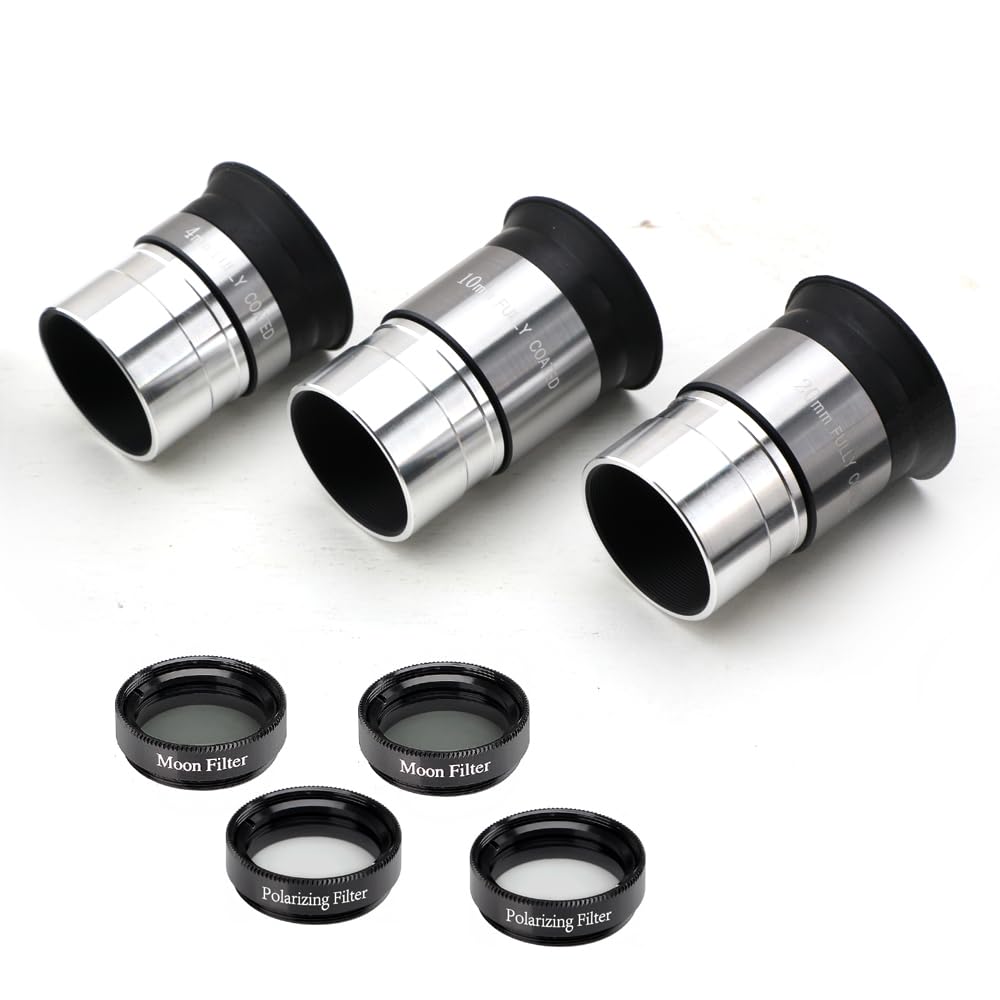 ANQILAFU Eyepiece Full Set 5x Barlow 2 Lunar 2 Polarizing Filters Optics for Images 1.25-inch 4mm/10mm/20mm Eyepieces, Lens, Filters, Multi-coated