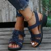 Fashion Oversized Sandals Summer  Hollow Out Slope Heel Fish Mouth Flower Buckle Casual Sandals Orthopedic Sandals Comfort Woman