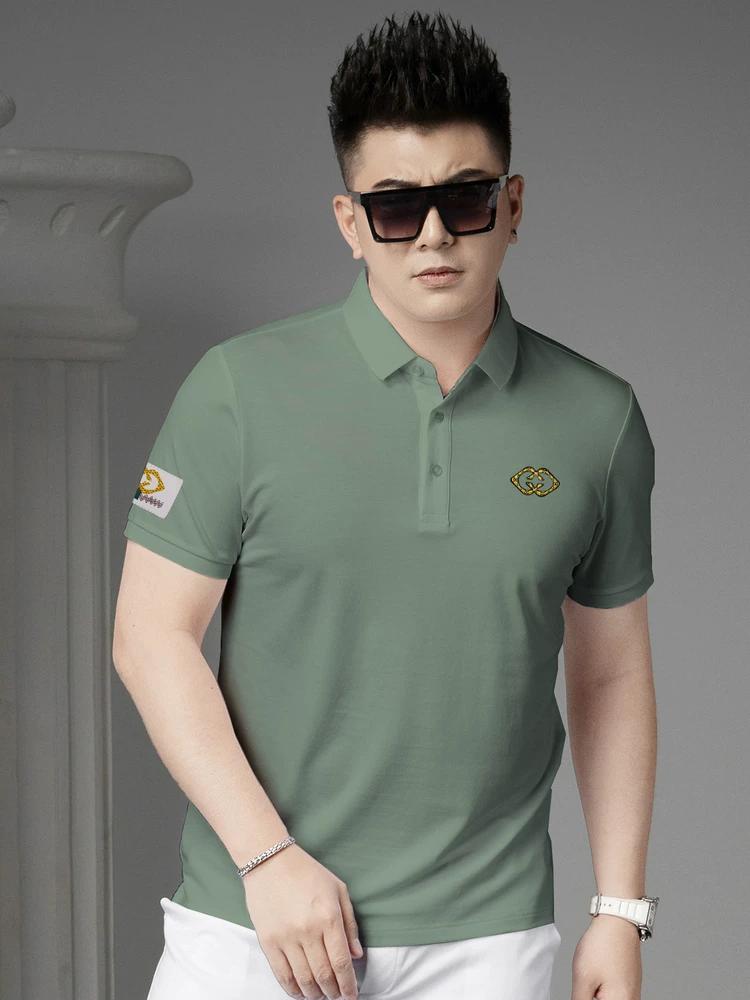 European Style Lapel Short-Sleeve T-Shirt for Men, Summer 2025 New Trendy Embroidered Top, Men's Half-Sleeve Polo Shirt