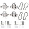 Eye Plates, Ceiling Hooks, Wall Hooks, Stainless Steel Pad Eyes, 304 Stainless Steel Carabiners, Rectangular Eye Plates, Set of 4, Silver, C