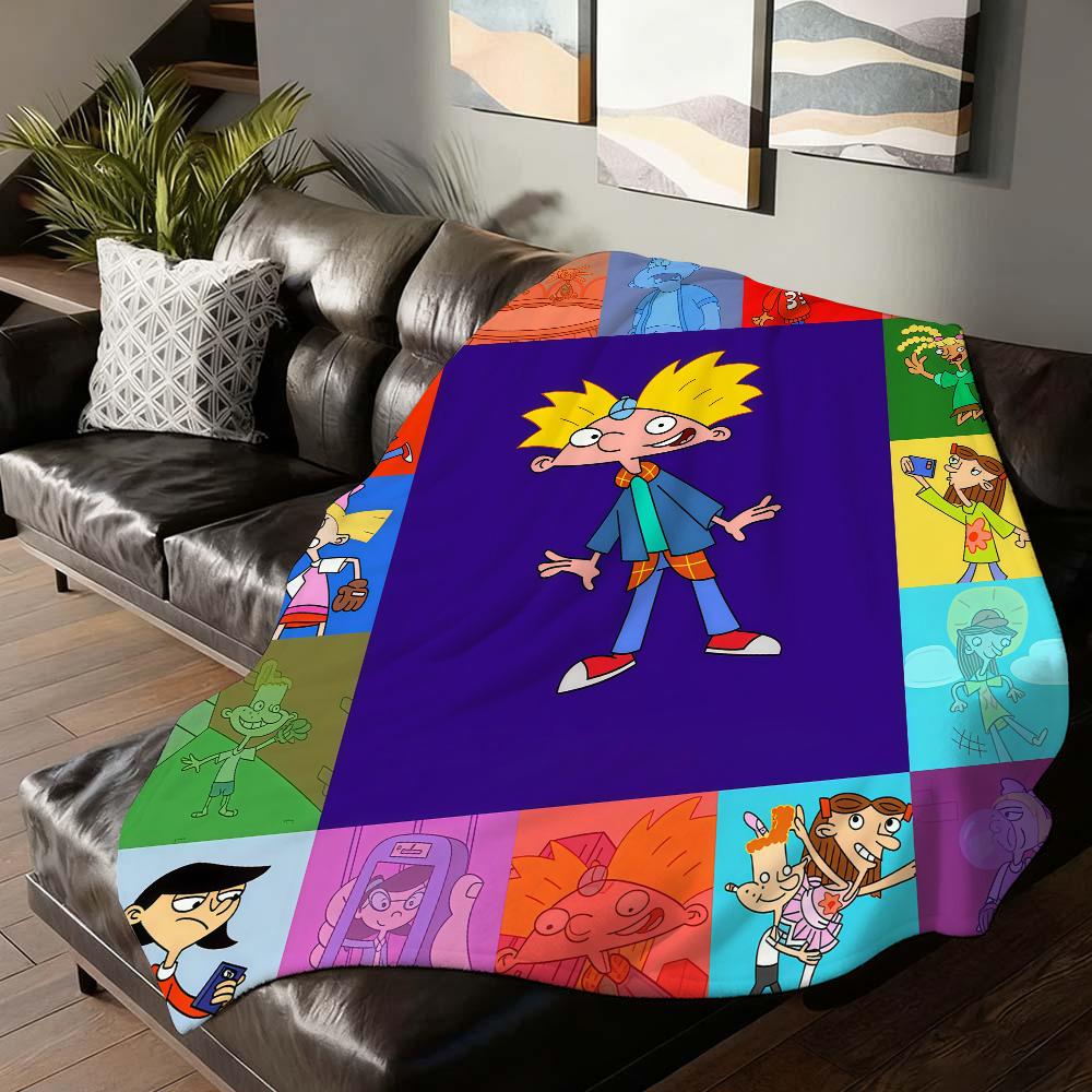 Cartoon Funny H Hey A Arnold Blanket For Sofa Office Bed Plane Travel Sleep Read Relax Camping Soft And Warm