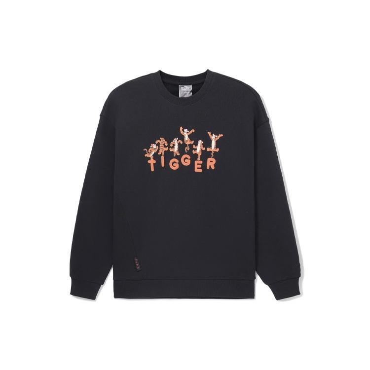 Li-Ning x Disney Crossover Series Cartoon Alphabet Printing Pullover Black Unisex AWDS547-1 XL