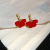1 Pair of Elegant French Flower Pendant Women's Earrings, Gold Alloy Design, White Enamel Petals