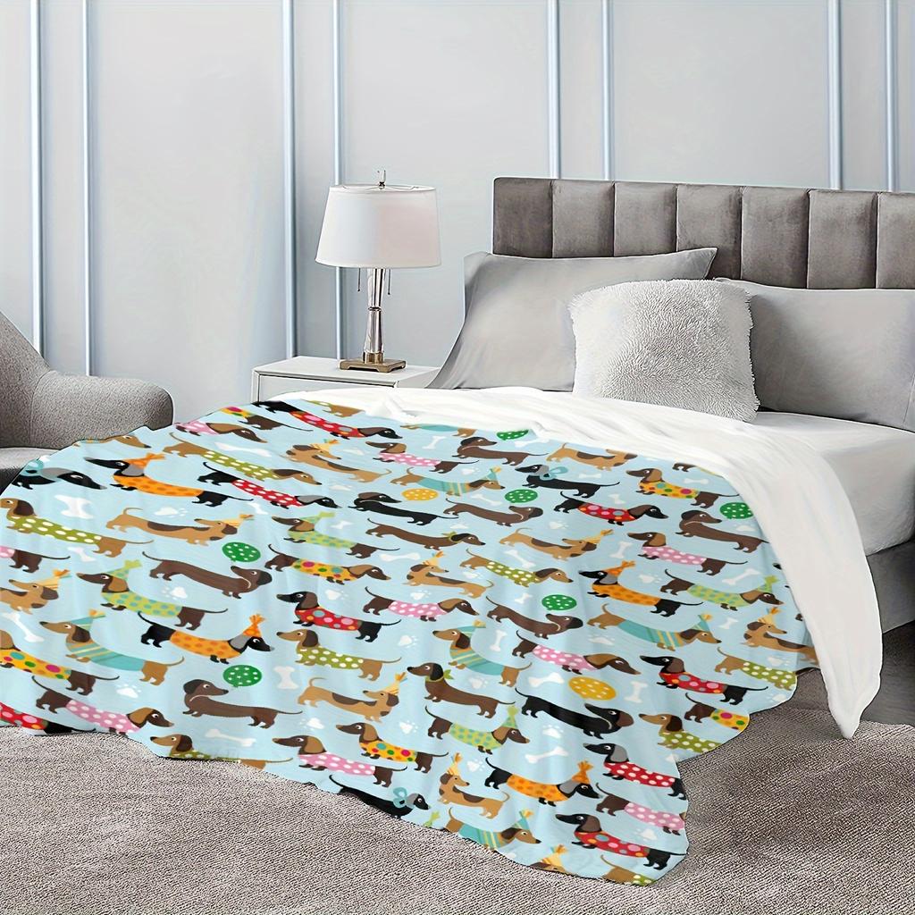 Dackel Welpen Flanelldecke - Rustikale Bandanas & Polka Dots | Weich Warm Ganzjährig, Büro Camping Zuhause, Geschenk für Hundeliebhaber