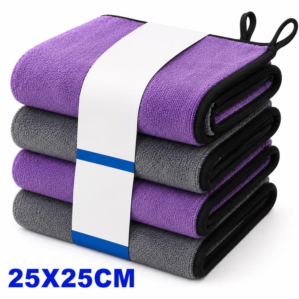 1-4pcs Microfiber Car Washing Towel Soft Quick Drying Windows Mirrors Wiping Rags Home Double Layer Cleaning Cloths 500GSM