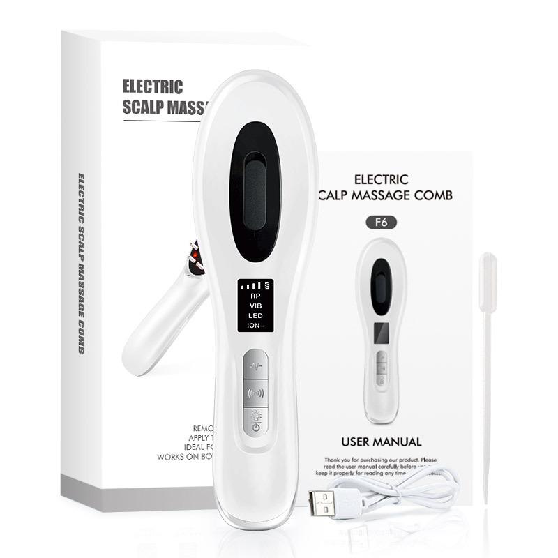 Electric Massage Comb Vibration Massager Red Light Follicle Comb Scalp Brush Hair Growth Anti Hair Loss Liquid Oil Applicator