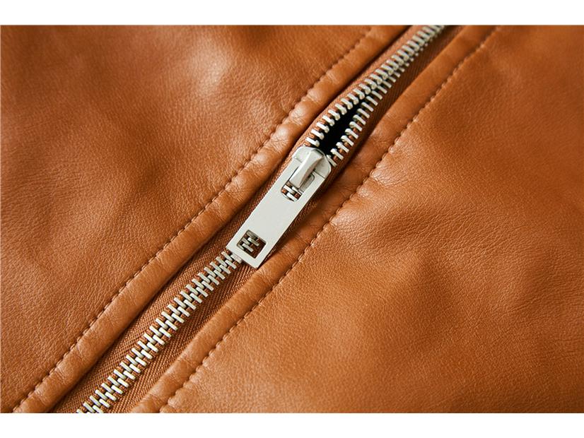 Męska kurtka motocyklowa ze skóry PU - Jednolity kolor, Dostępna w wielu kolorach, Z podszewką z pluszu na jesień i zimę.