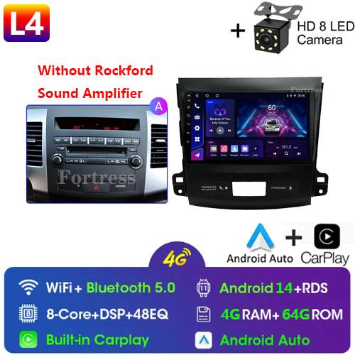9"Android 14 Autoradio Carplay for Mitsubishi Outlander 2/Peugeot 4007/Citroen C-rosser Multimedia Video Player 4G GPS Stereo FM