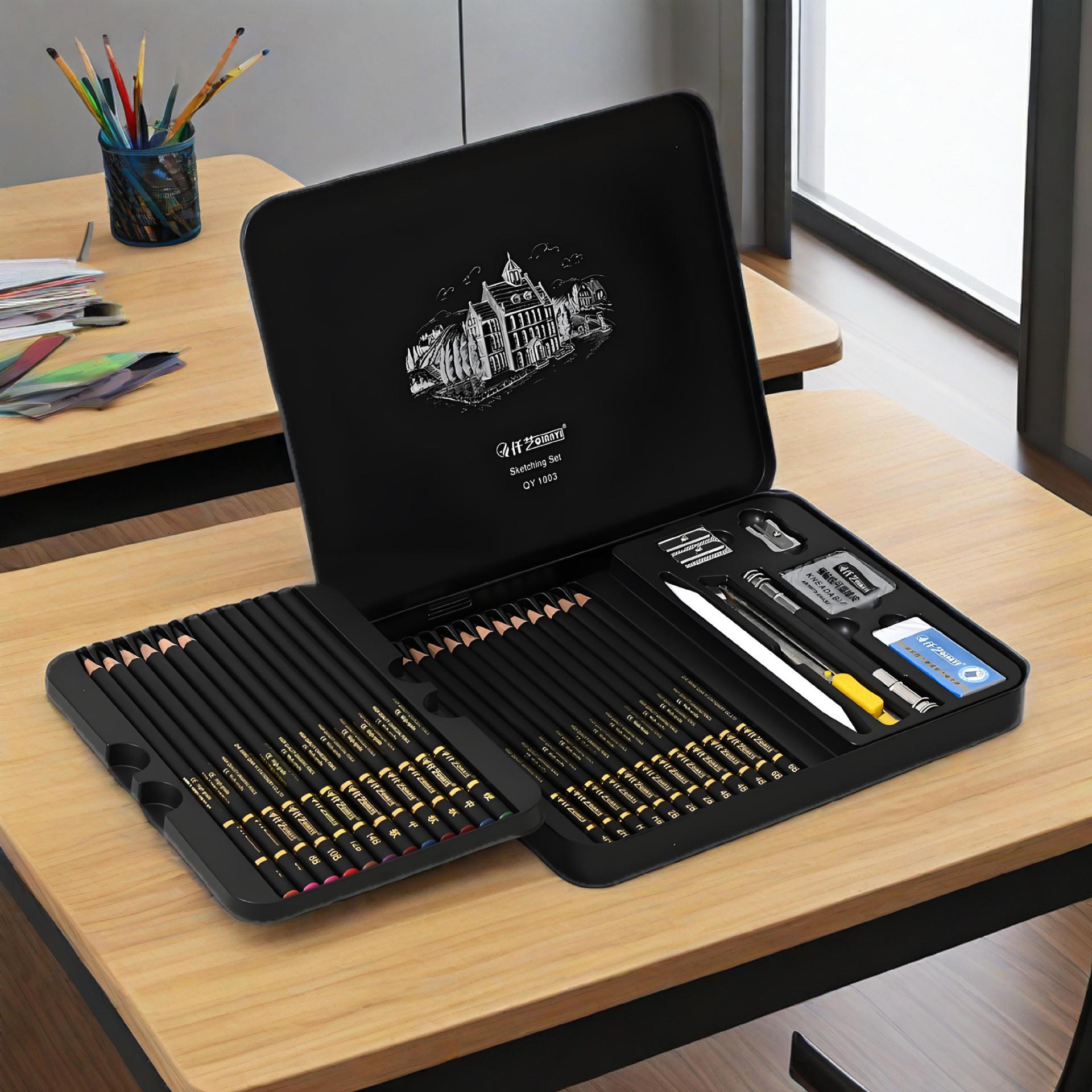 

Набор из 31 предмета для начинающих художников-скетчистов и для рисования углем Drawing Tool Set чёрный