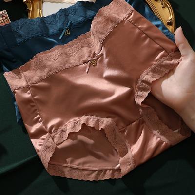 Mutandine in raso di lusso da donna Tummly Control Slip sexy estivi in ​​pizzo Vita alta Plus Size Cavallo in cotone Mutande traspiranti Lingerie Intimo
