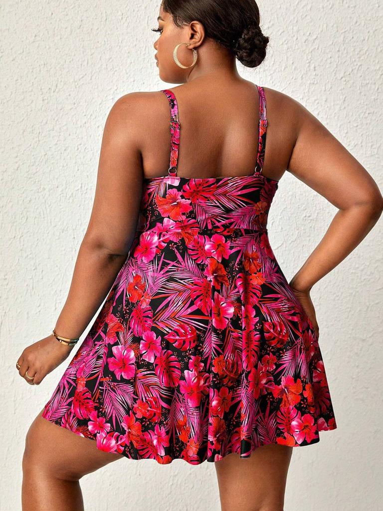 Traje de Baño Sexy para Mujer de Talla Grande con Estampado Floral, Conjunto Tankini de Dos Piezas para Verano, Moda Ropa de Playa, Traje de Baño