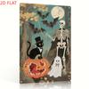 Vintage Halloween Metal Sign  Skeleton Cat  Pumpkin Design  Perfect for Living Room Bar Restaurant Kitchen Garden  Outd