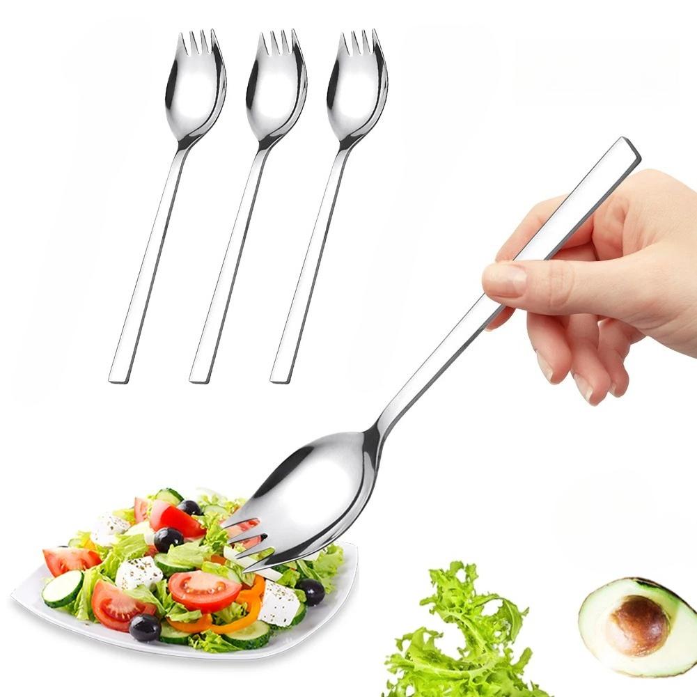 Edelstahl Sporks Gabel Löffel Camping Outdoor Geschirr Salat Dessert Besteck Picknick Wandern Instant Nudeln