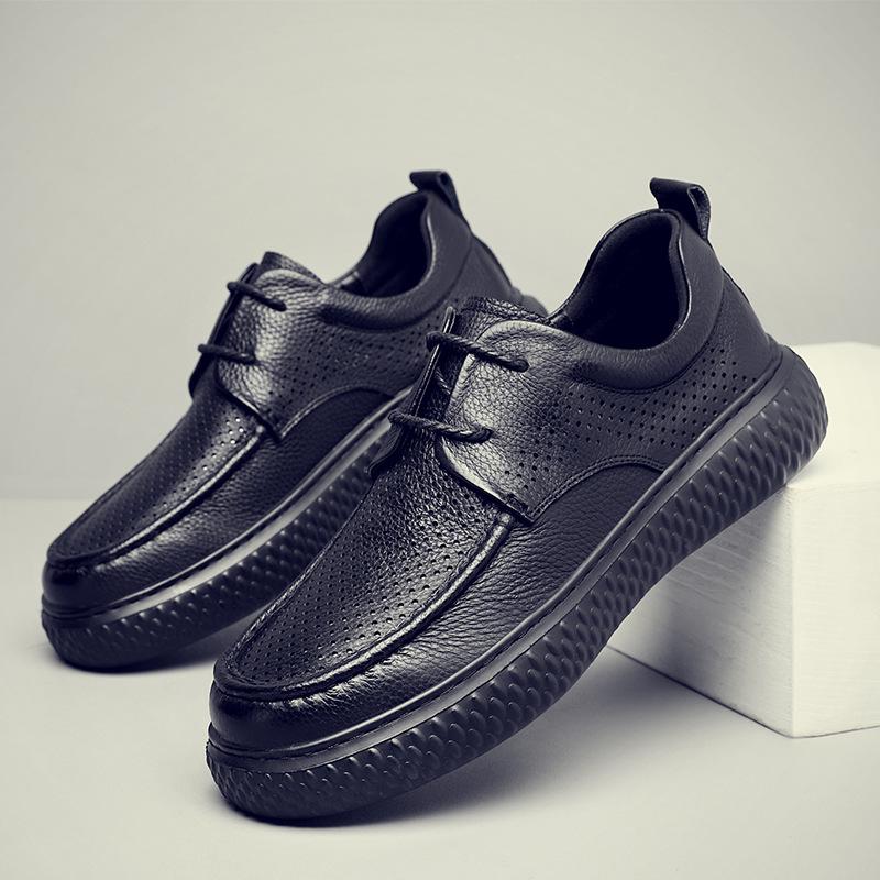 Loafers men's shoes 2025 summer one-pedal casual leather shoes men's leather breathable thick-soled comfortable Doudou shoes men