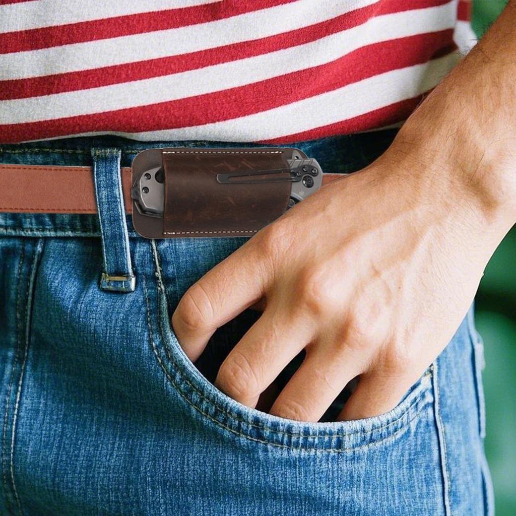 Vintage Leather Folding Knife Case Wearable Belt Pocket Knife Case Outdoor Knife Protective Case