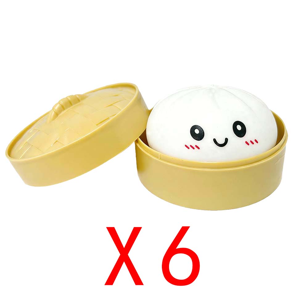 Toys Colorful Dumpling Squishes Stress Balls Fidget Sensory Simulation Food Squishies Bun with Steamer Squeeze Dough Ball Gifts