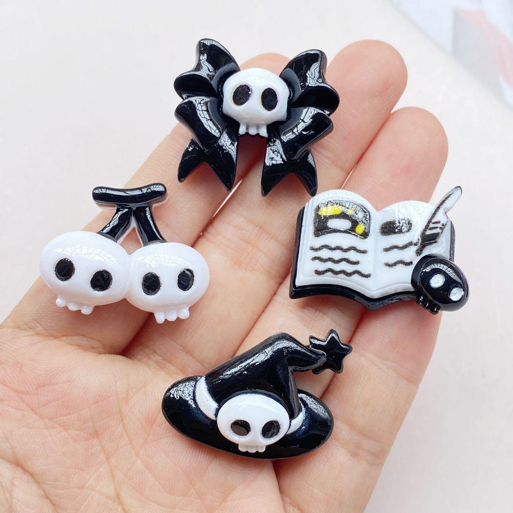 10PCS New Resin Cute Cartoon Skeleton Halloween Flat Back Home Decor DIY Scrapbook Crafts Jewelry Accessories