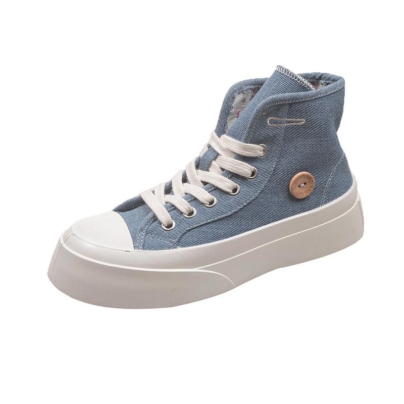 

Мода 2025 Мягкие Женские Нишевый Дизайн Массивные Повседневные Кроссовки Высокие парусиновые кеды Студенческие Конвертируемые Двусторонние Носки Обувь для скейтбординга Толстая подошва 35 синий